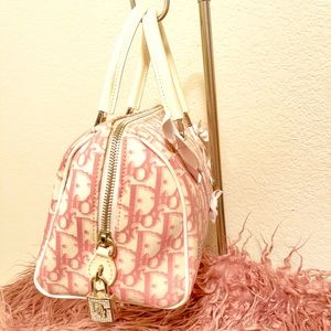 Christian Dior Pink Monogram Trotter Girly Chic Boston Bag 863136